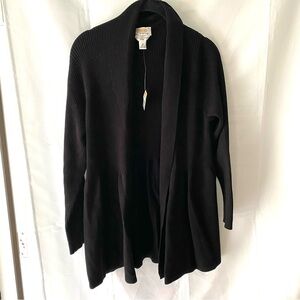NWT Talbots cardigan duster shawl collar Black cotton blend SZ 1XP
